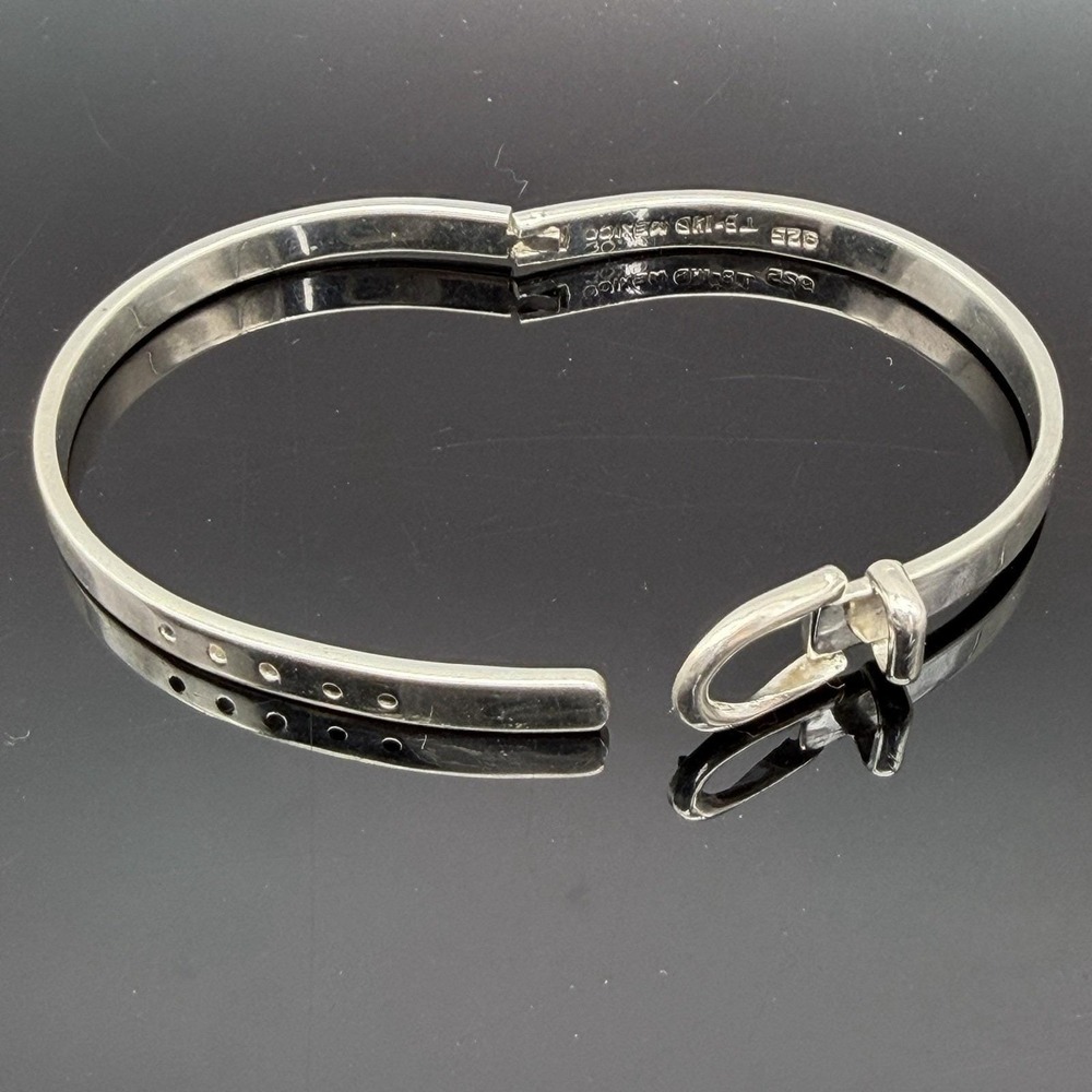 VTG Taxco Mexico Sterling Silver Hinged Belt Buckle Bangle Bracelet Adjustable - Picture 5 of 9